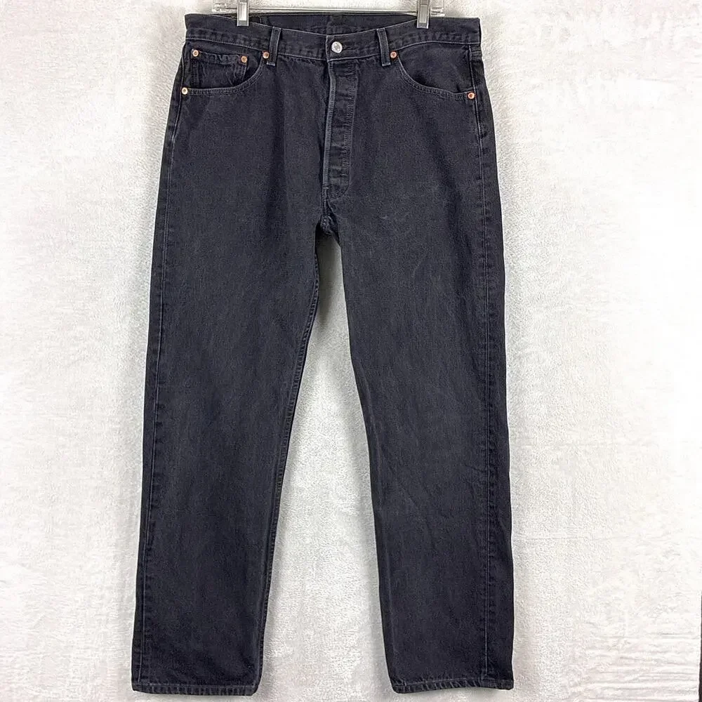 VTG Levis 501 Jeans Mens 38x32 (36x31) Super Black 0660 Classic Indie Rocker